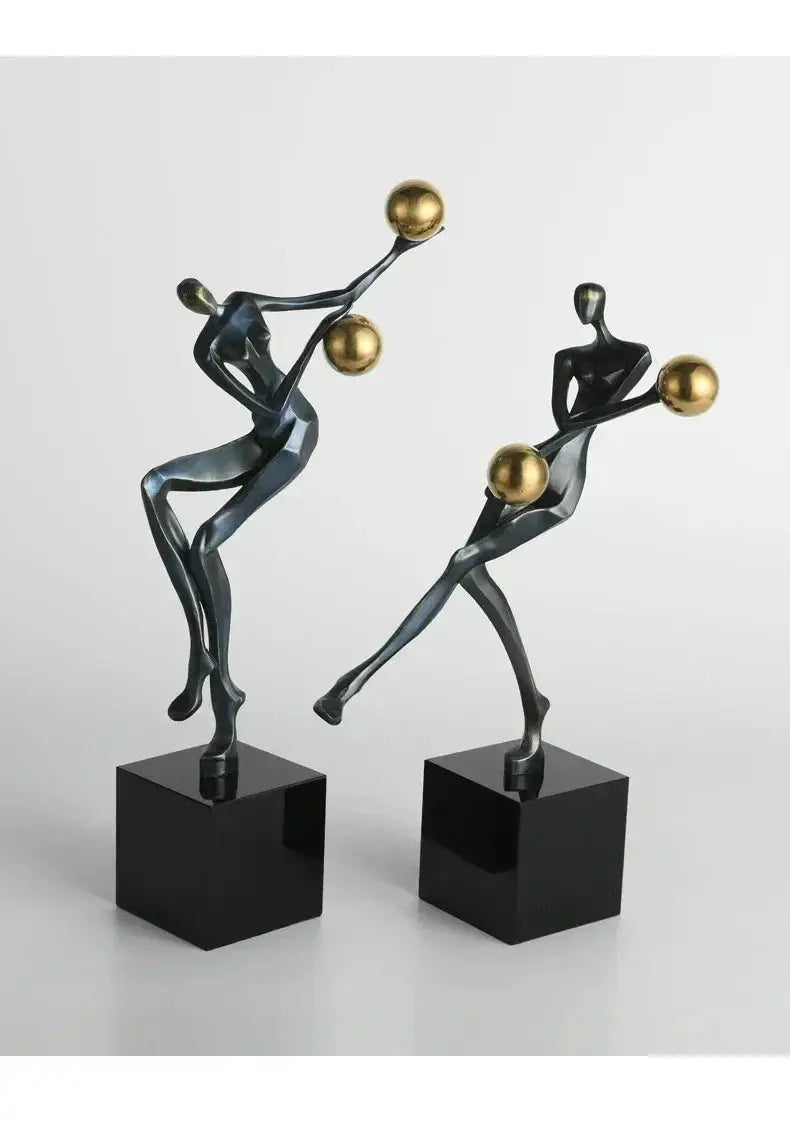 Modern Abstract Human Sculpture with Golden Spheres | Table Decor by House Of Avana