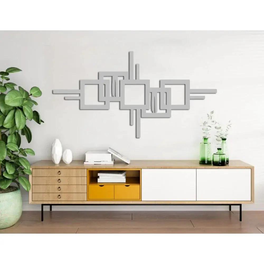 Metal Wall Art Geometric Design with Diagonal Lines Large Modern Statement Piece by House Of Avana