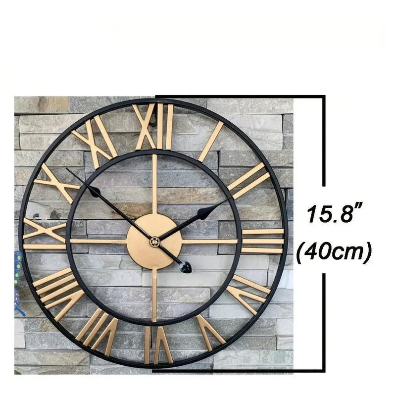 Metal Wall Clock with Roman Numerals, Silent Non-Ticking Mechanism for Home and Office Decor by House Of Avana