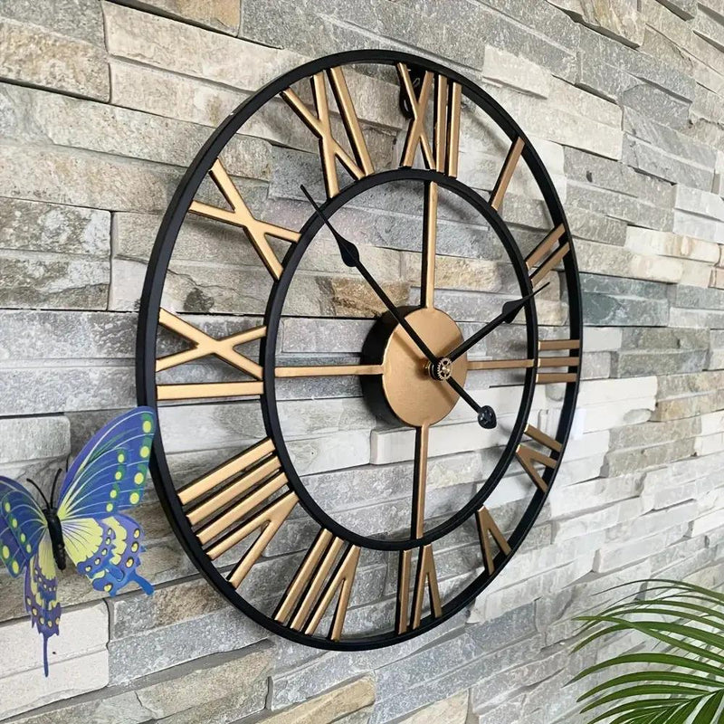 Metal Wall Clock with Roman Numerals, Silent Non-Ticking Mechanism for Home and Office Decor by House Of Avana