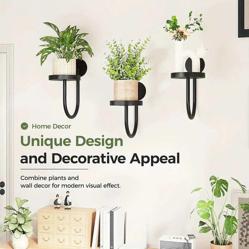 Metal Wall Planters with Geometric Frame - 3-Pack Hanging Shelves by House Of Avana
