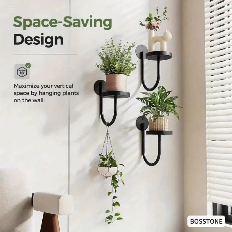 Metal Wall Planters with Geometric Frame - 3-Pack Hanging Shelves by House Of Avana