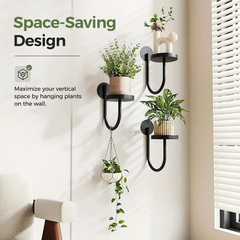 Metal Wall Planters with Geometric Frame - 3-Pack Hanging Shelves by House Of Avana