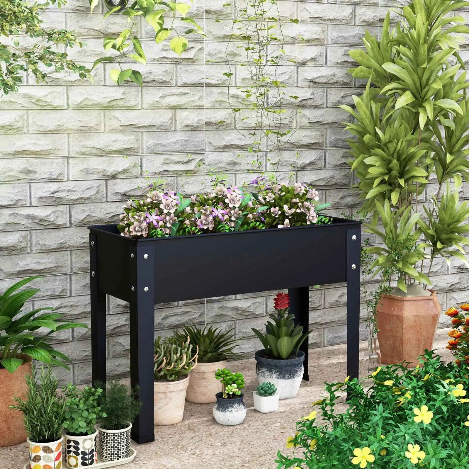 Metal Raised Garden Bed with Legs and Drainage Hole for Vegetable Flower-24 x 11 x 18 inches by DirectDeals