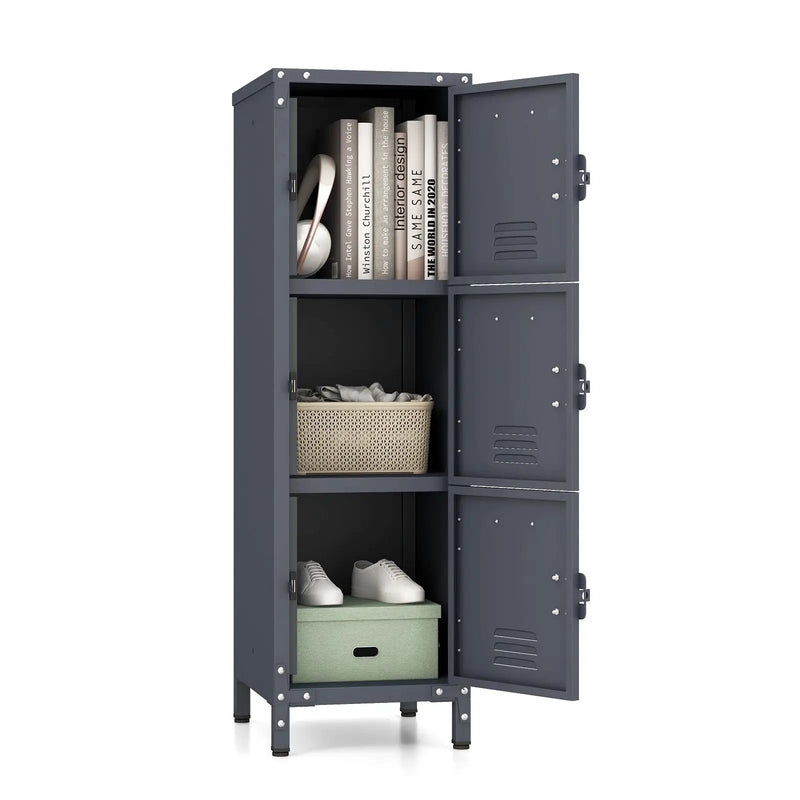 Metal Storage Locker with 3 Lockable Doors and Adjustable Feet by DirectDeals
