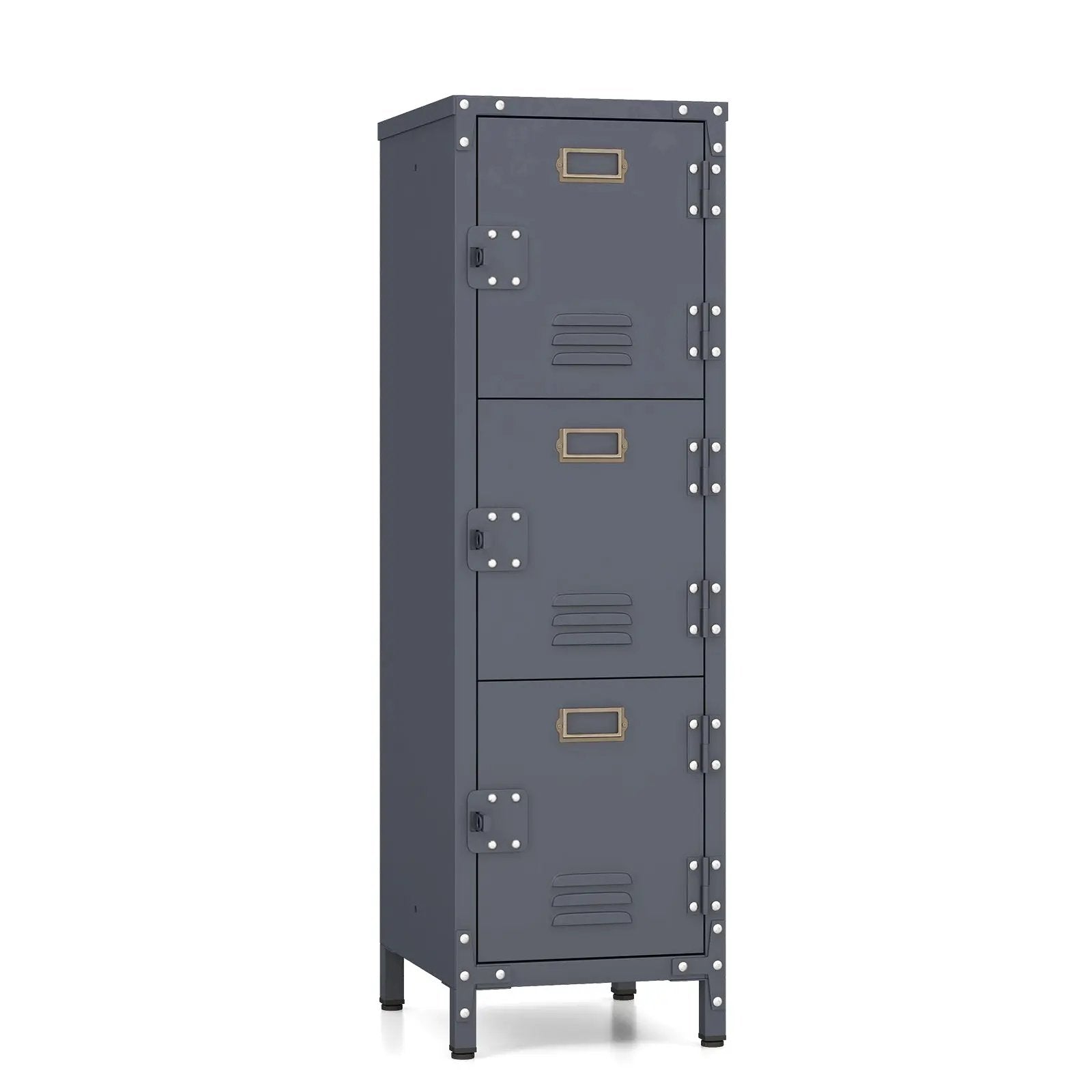 Metal Storage Locker with 3 Lockable Doors and Adjustable Feet by DirectDeals