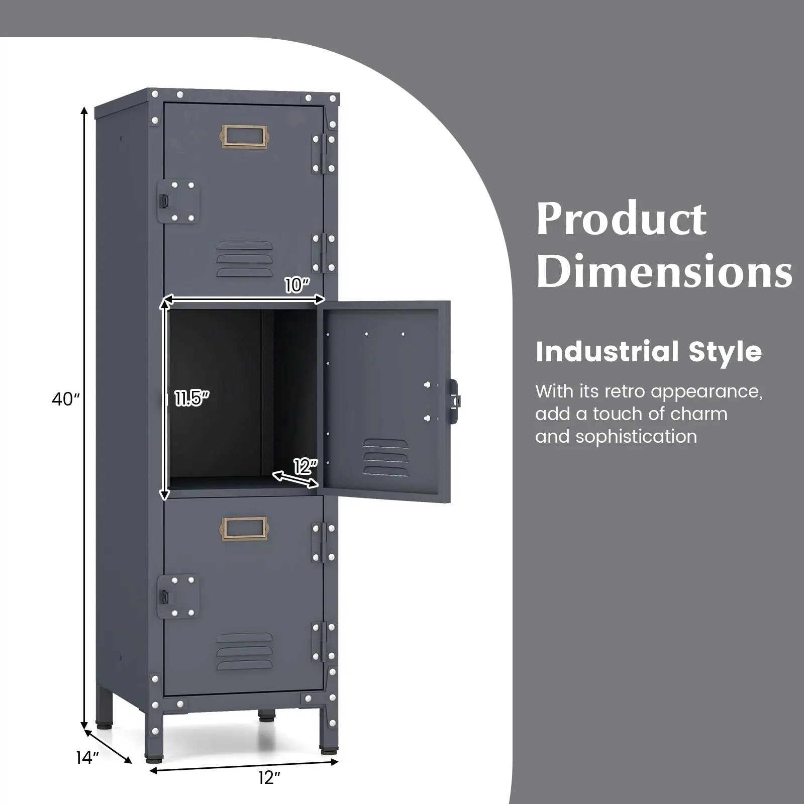 Metal Storage Locker with 3 Lockable Doors and Adjustable Feet by DirectDeals