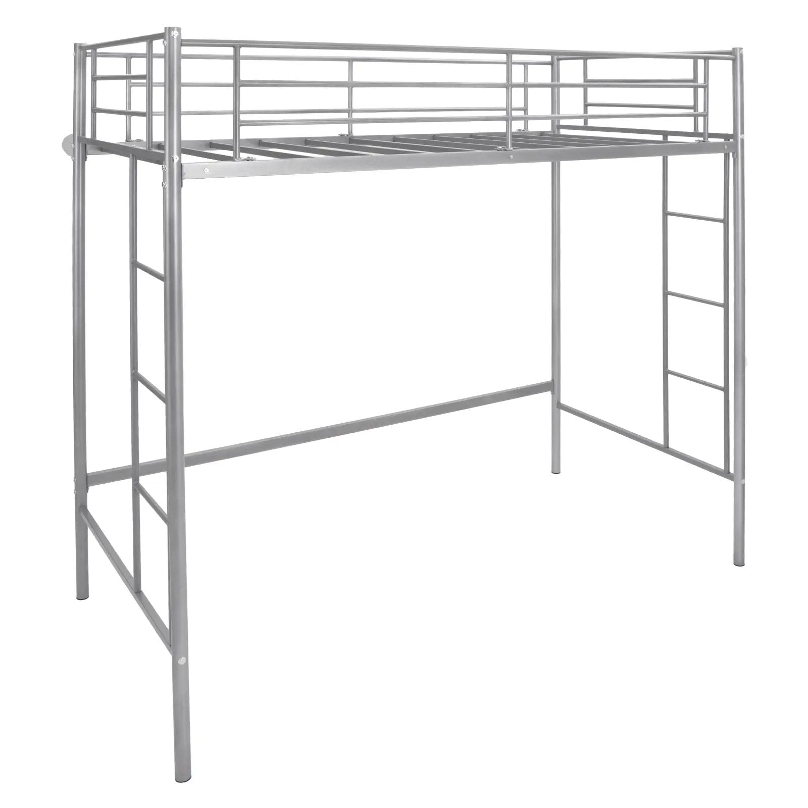 Twin Loft Bed Frame with 2 Ladders Full-length Guardrail by DirectDeals