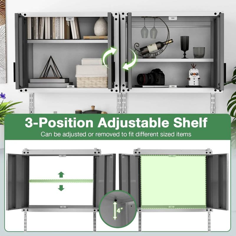 Metal Wall Cabinet with Lock and 3 Adjustable Shelves by DirectDeals