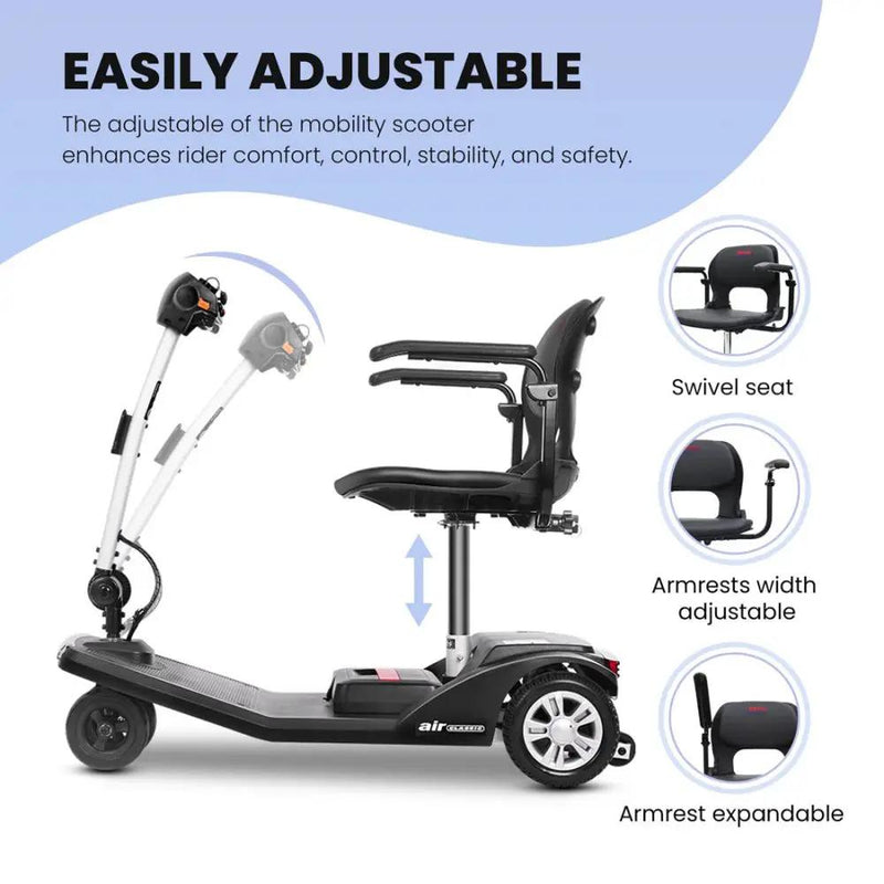 Metro Mobility Air Classic Electric 24V/12AH 250W Airline Approved Portable Folding Mobility Scooter, 265LBS (SAK96425) by SAKSBY WHOLESALE