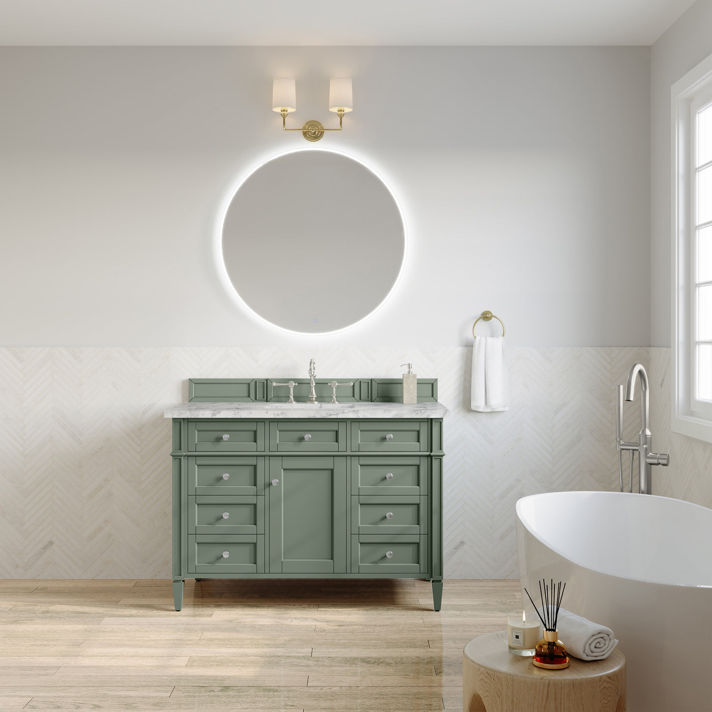 James Martin Brittany 48" Single Bathroom Vanity, Smokey Celadon, view 36