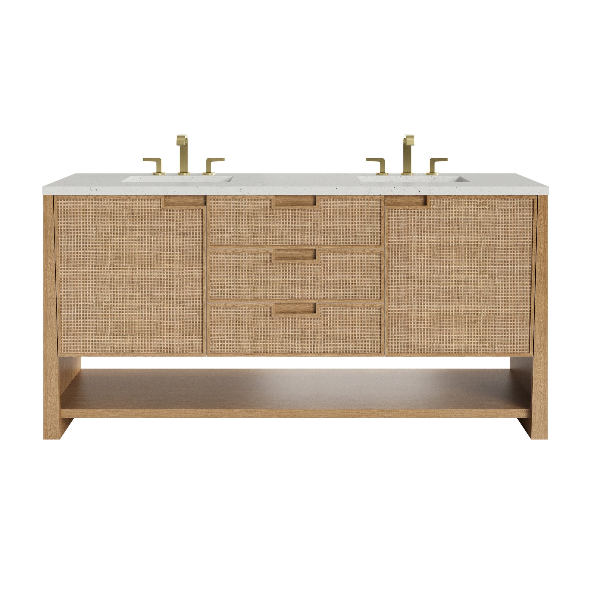 James Martin Solene 72" Double Bathroom Vanity, Seaside Oak with Lime Delight countertop