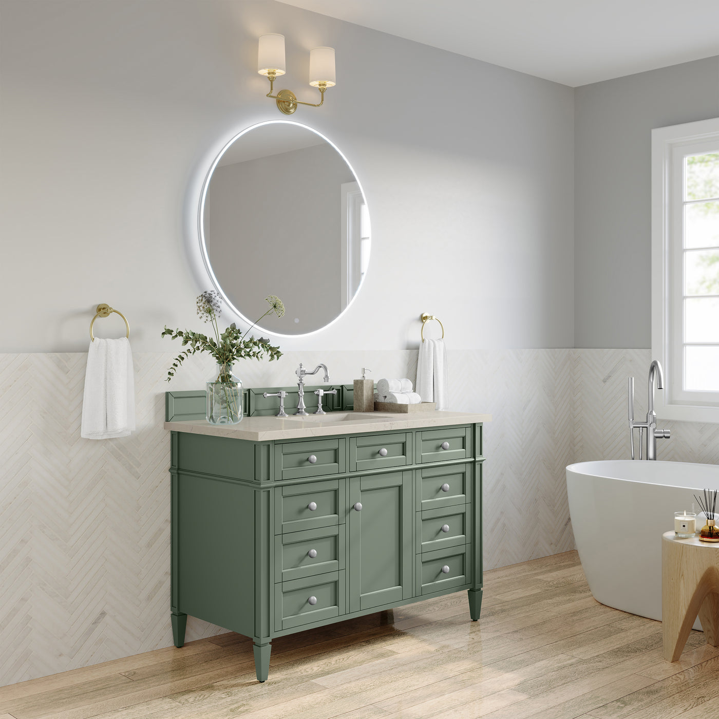 James Martin Brittany 48" Single Bathroom Vanity, Smokey Celadon, view 32