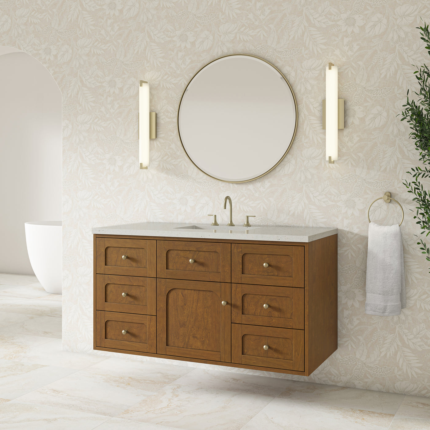 James Martin Laurent 48" Dual Mount Single Bathroom Vanity, Honey Oak, view 38