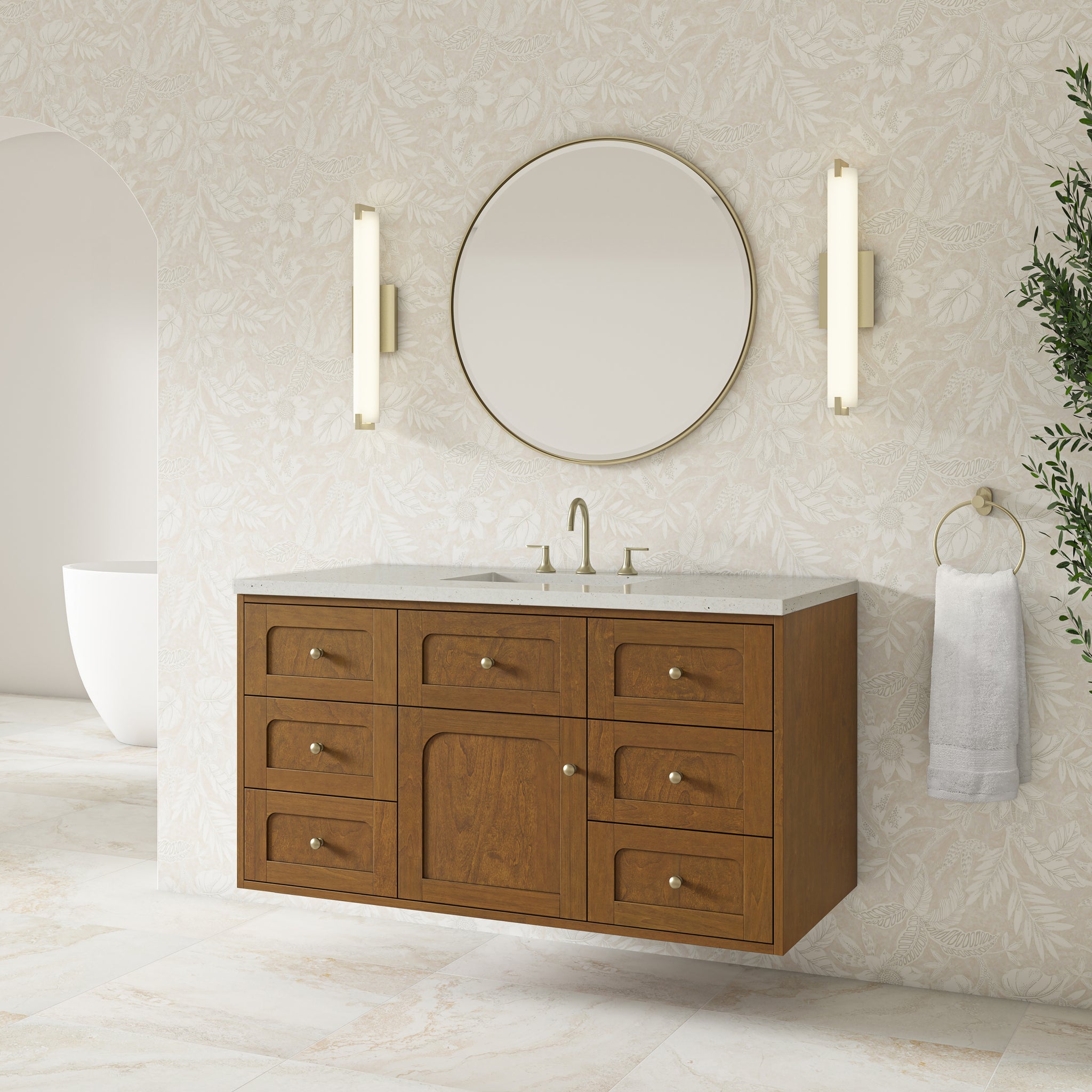 James Martin Laurent 48" Dual Mount Single Bathroom Vanity, Honey Oak, view 38