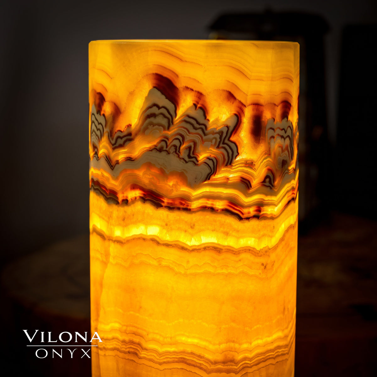 Miami Sunset Onyx Lamp (Cylinder Table Lamp #2), photo 4 of 5