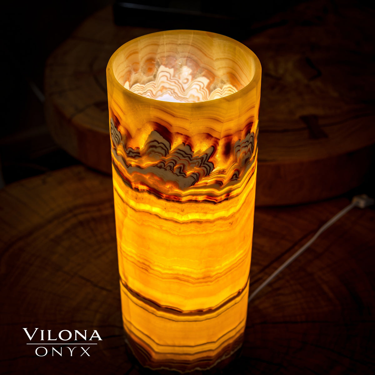 Miami Sunset Onyx Lamp (Cylinder Table Lamp #2), photo 3 of 5