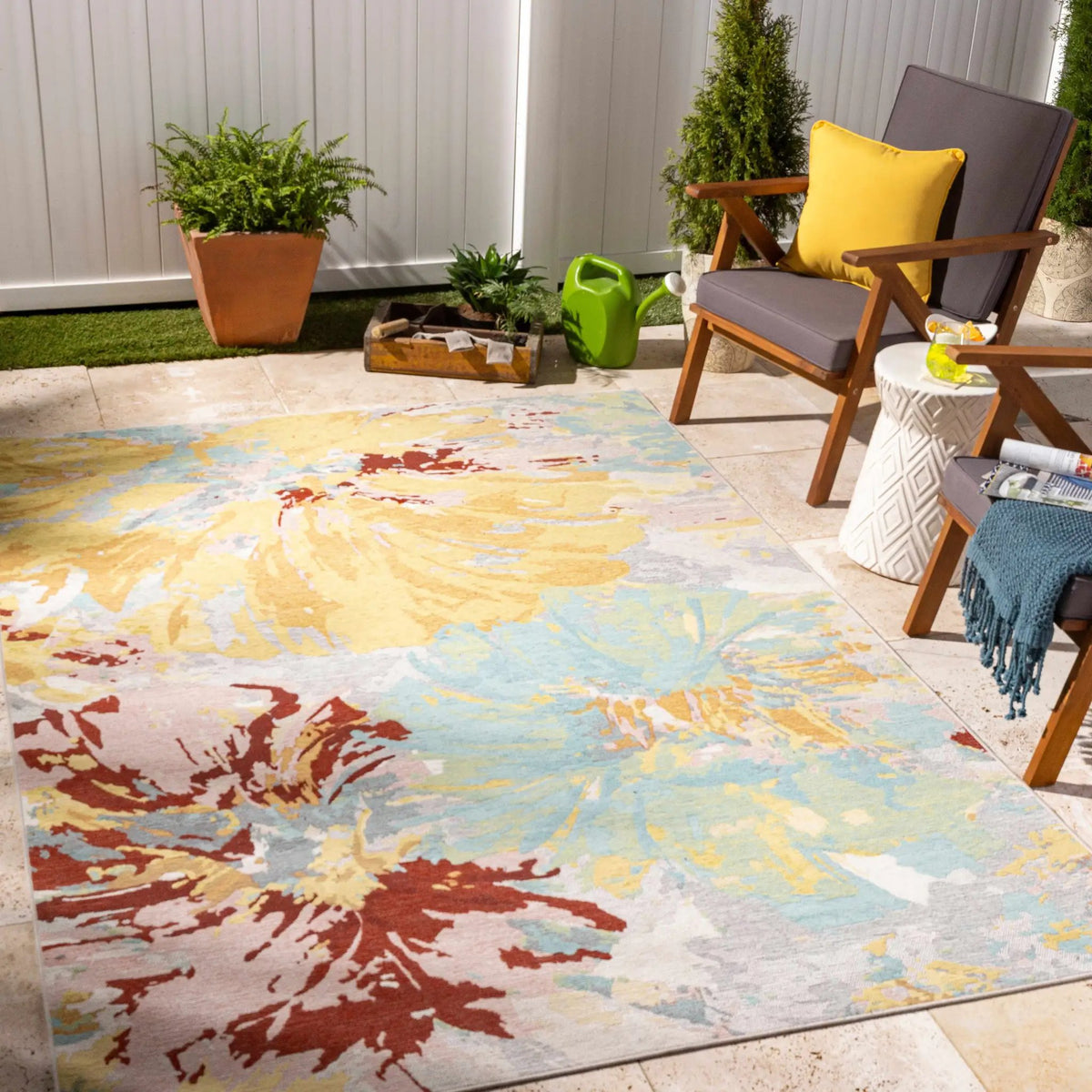 Miaray Floral Chenille Area Rug - Clearance, installed in a room