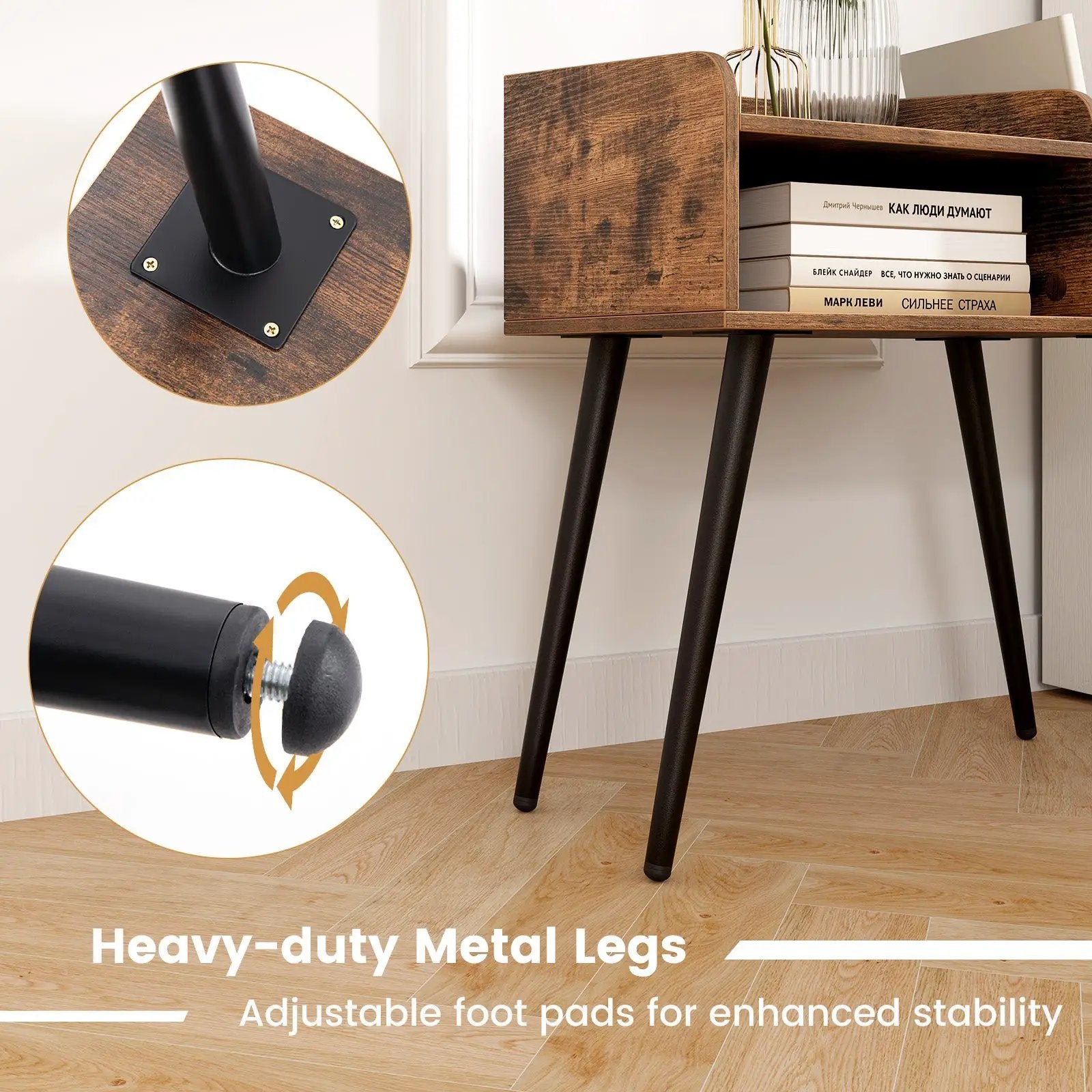 Mid Century Modern Nightstand with Open Shelves by DirectDeals