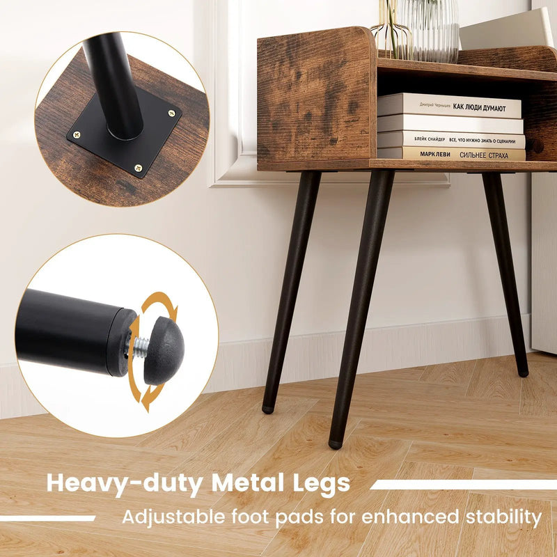 Mid Century Modern Nightstand with Open Shelves by DirectDeals