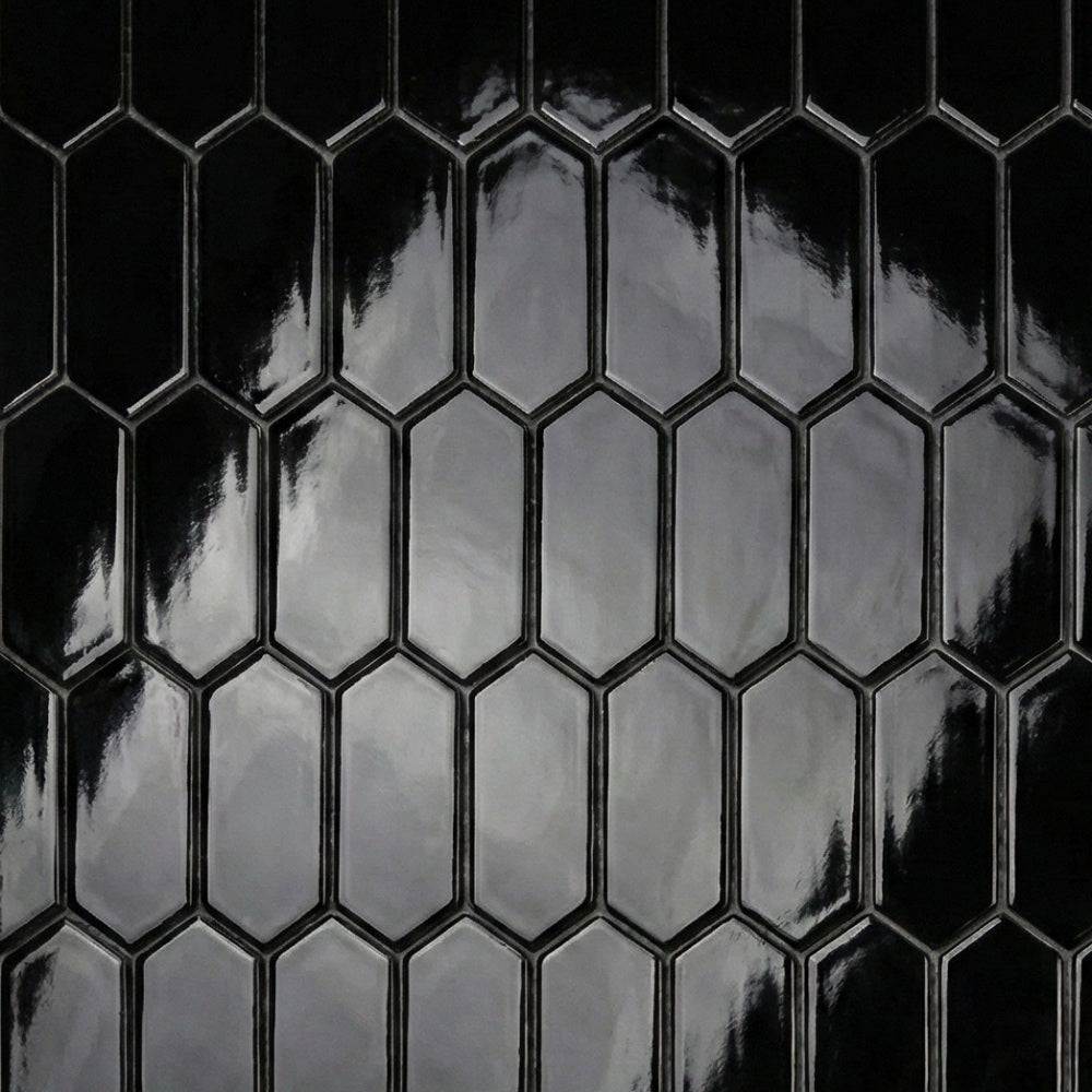 Midnight Glossy Picket Ceramic Tiles 3x6 Ceramic Glossy 3x12 Tiles