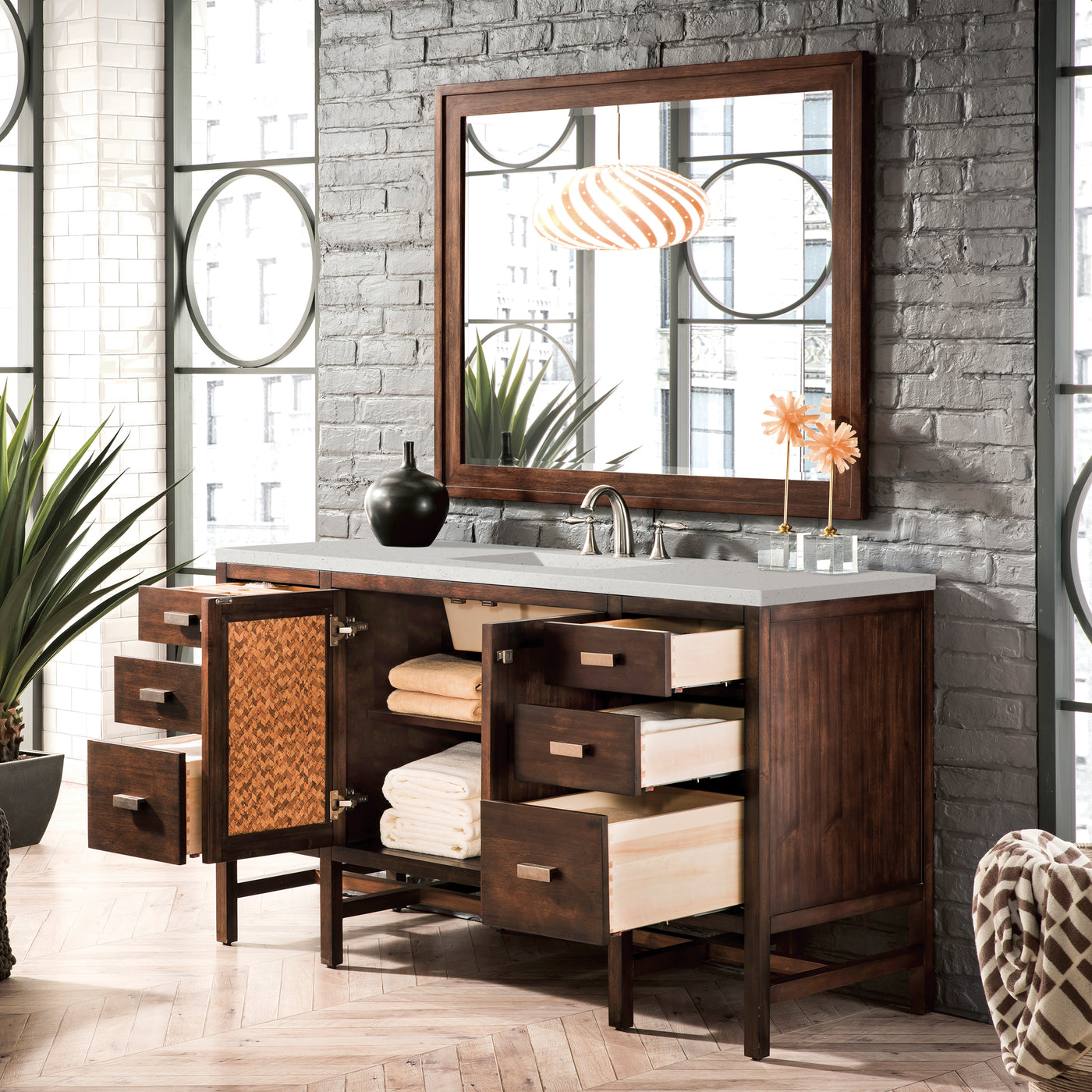 James Martin Addison 60" Single Bathroom Vanity, Mid-Century Acacia, view 18