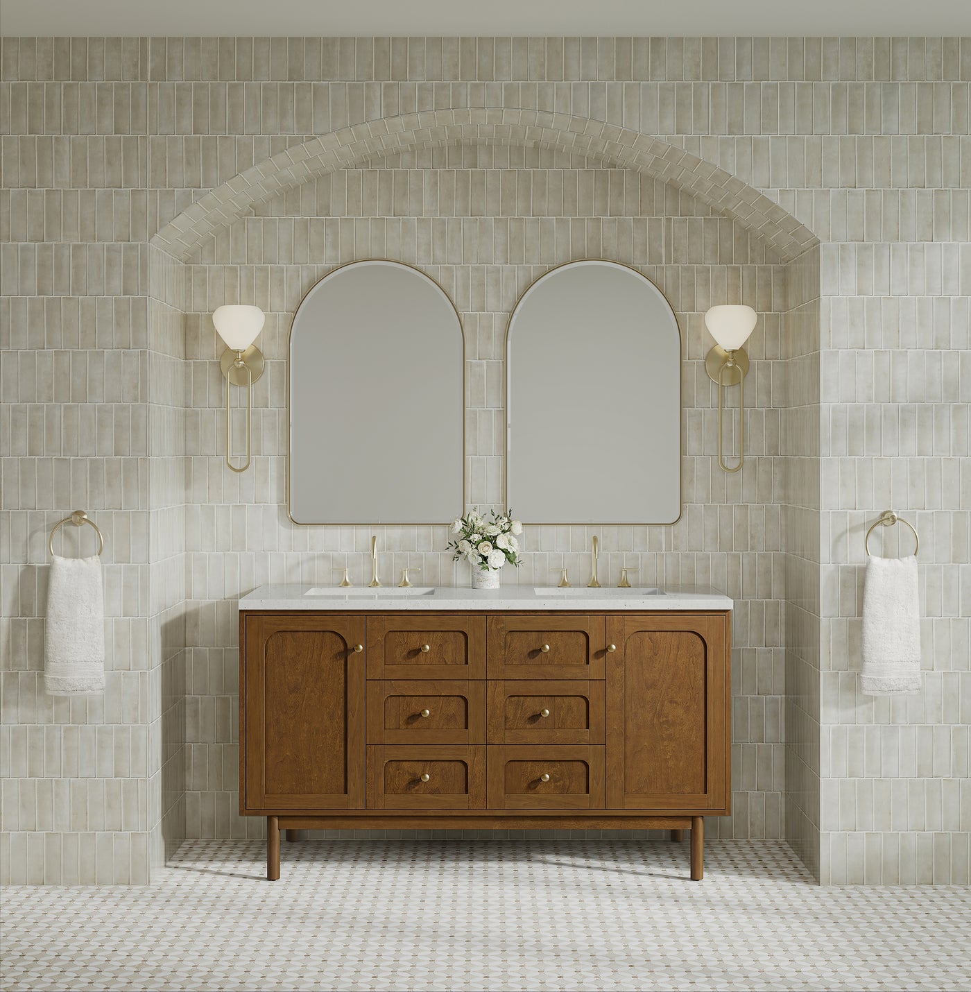 James Martin Laurent 60" Dual Mount Double Bathroom Vanity, Honey Oak, view 35