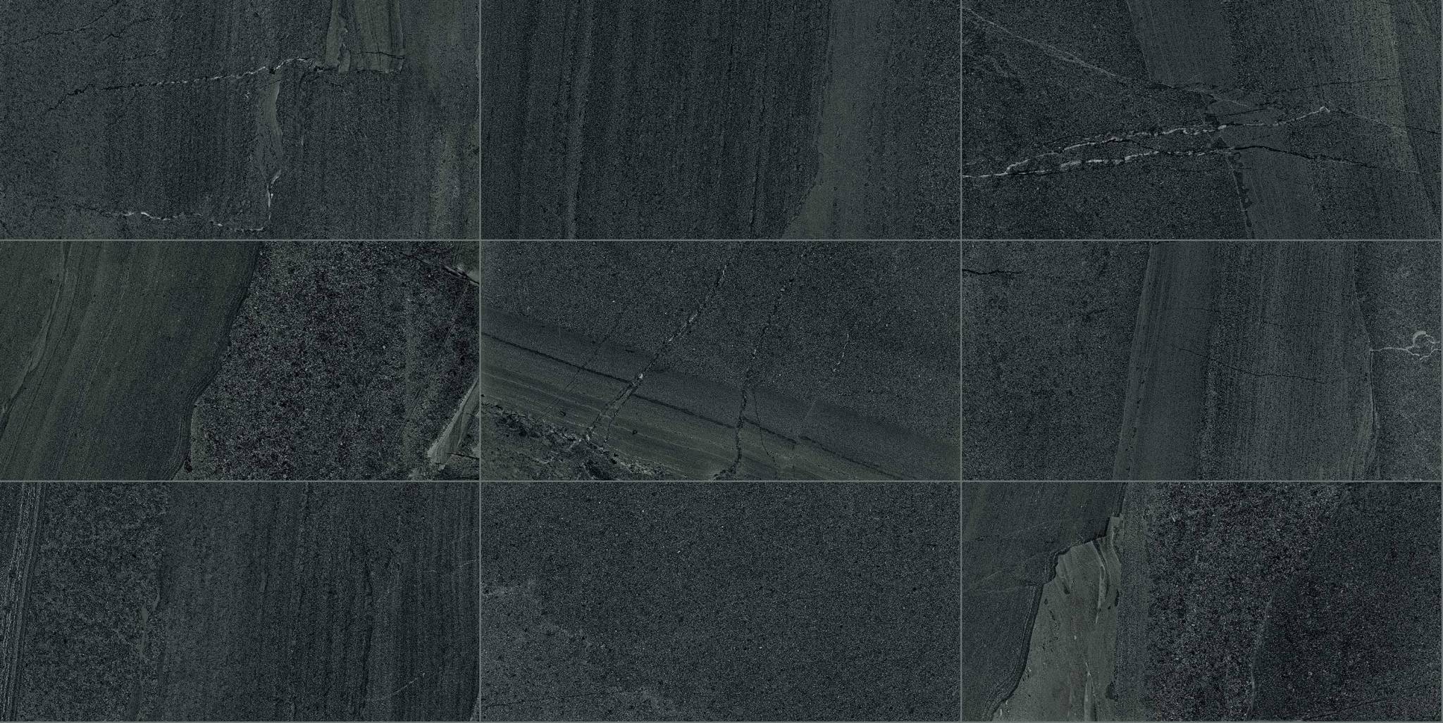 Milestone West Black Cove Base Stone Look Porcelain 6x12 by landmarkceramics