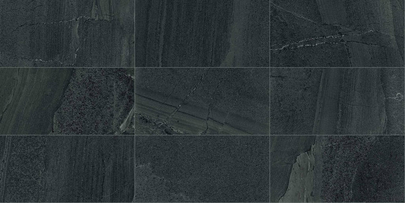 Milestone West Black Bullnose Stone Look Porcelain Moldings 3x24 by landmarkceramics