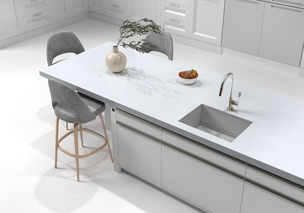 Milky White Nanoglass Polished Slab Random room scene 4
