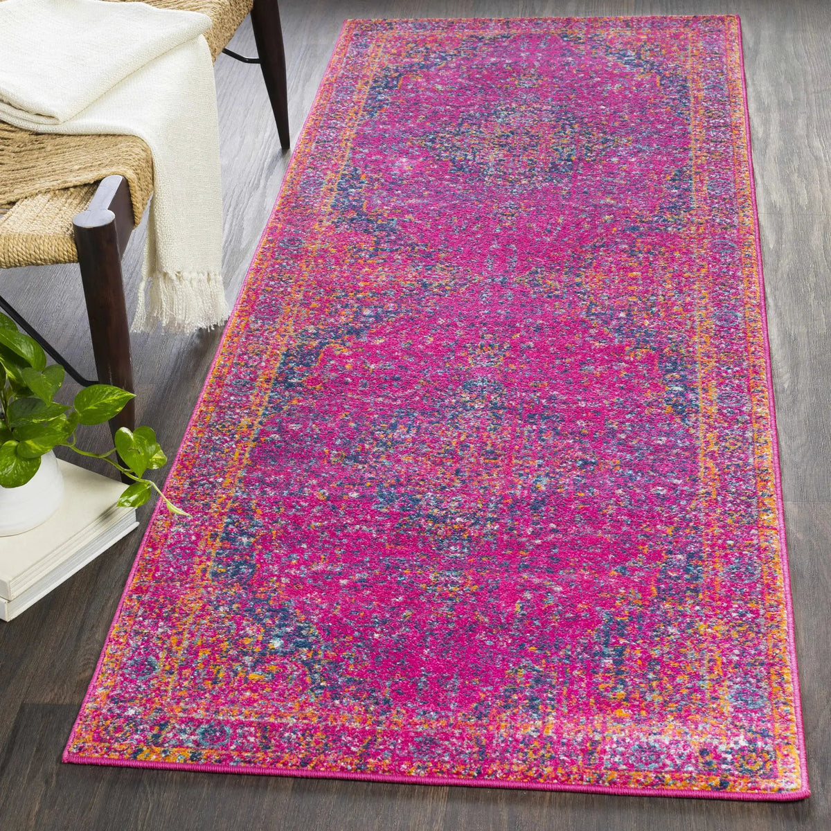 Milliken Magenta Area Rug, installed in a room 2