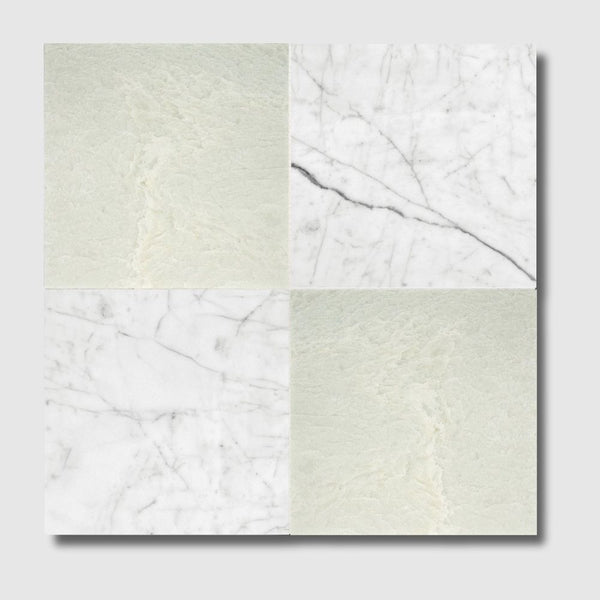 Italian Carrara, Ming Green Polished Checkerboard Pattern Marble Tiles 12x12