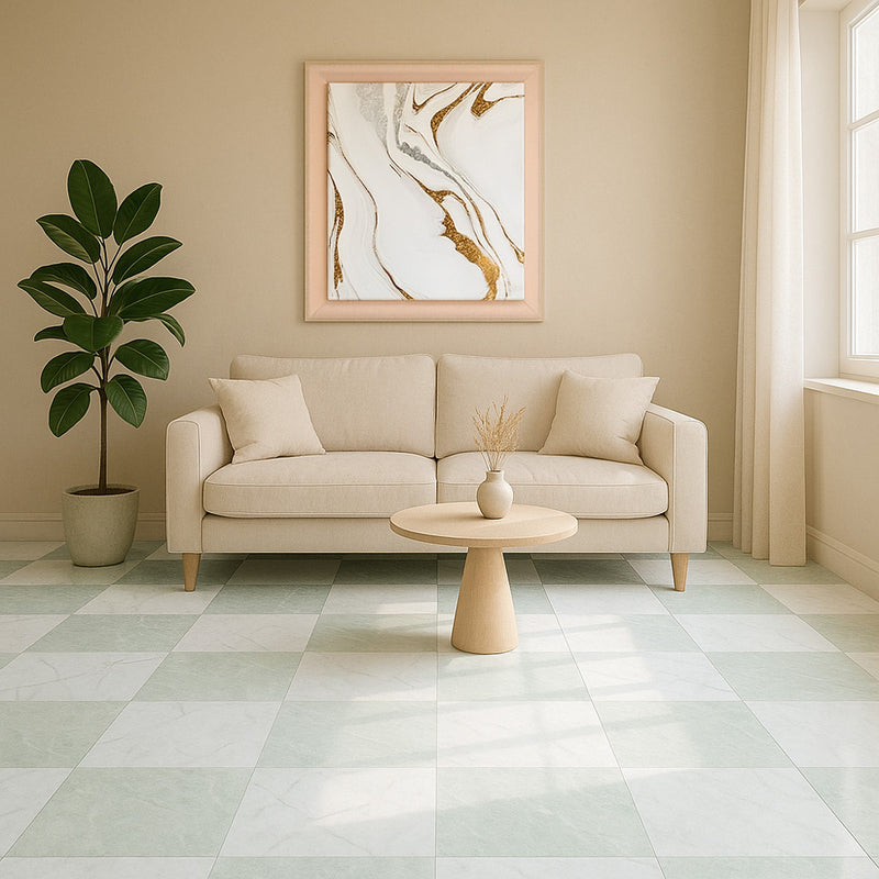 Ming Green, Thassos Extra Polished Checkerboard Pattern Marble Tiles 12x12 Marble Polished 12x12 Tiles — 2