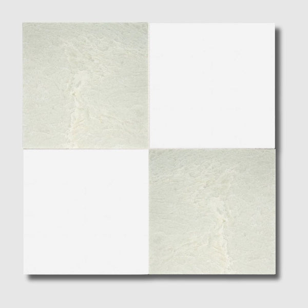 Ming Green, Thassos Extra Polished Checkerboard Pattern Marble Tiles 12x12