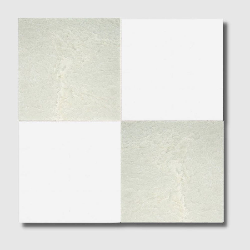 Ming Green, Thassos Extra Polished Checkerboard Pattern Marble Tiles 12x12 Marble Polished 12x12 Tiles