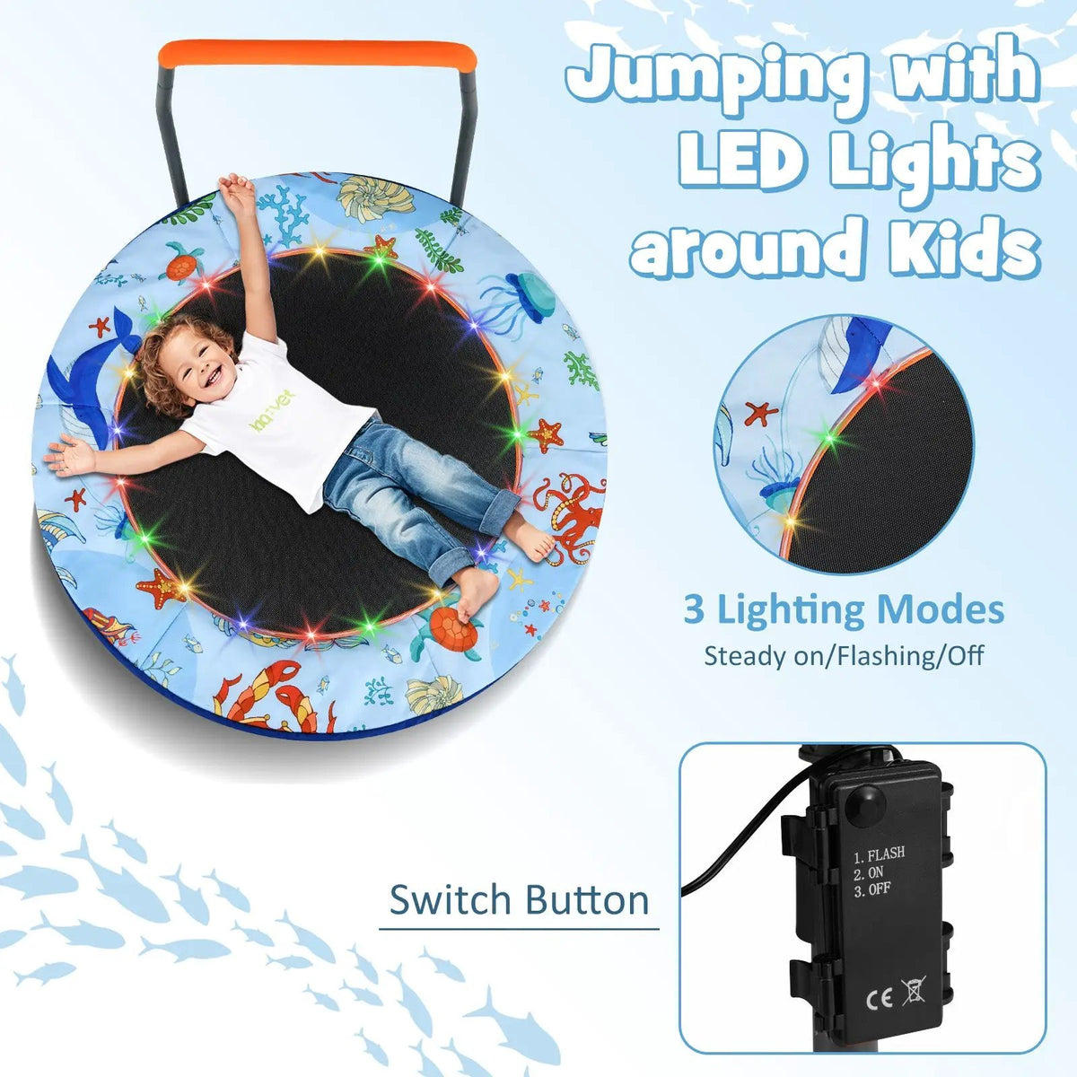 Mini Trampoline Folding Small Rebounder for Kids with Lights, photo 5 of 11