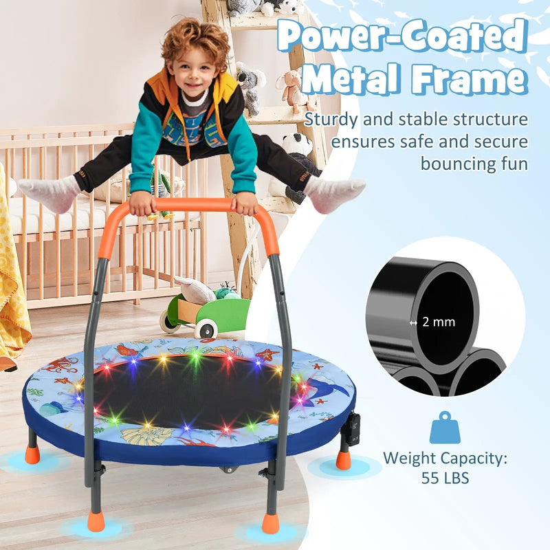 Mini Trampoline Folding Small Rebounder for Kids with Lights by DirectDeals
