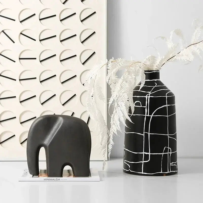 Modern Abstract Elephant Sculpture for Minimalist Home Decor by House Of Avana