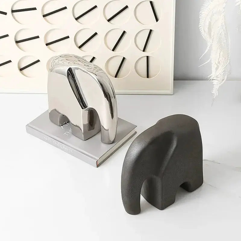 Modern Abstract Elephant Sculpture for Minimalist Home Decor by House Of Avana