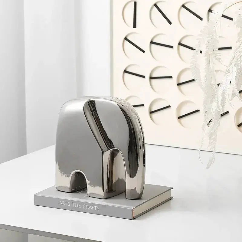 Modern Abstract Elephant Sculpture for Minimalist Home Decor by House Of Avana