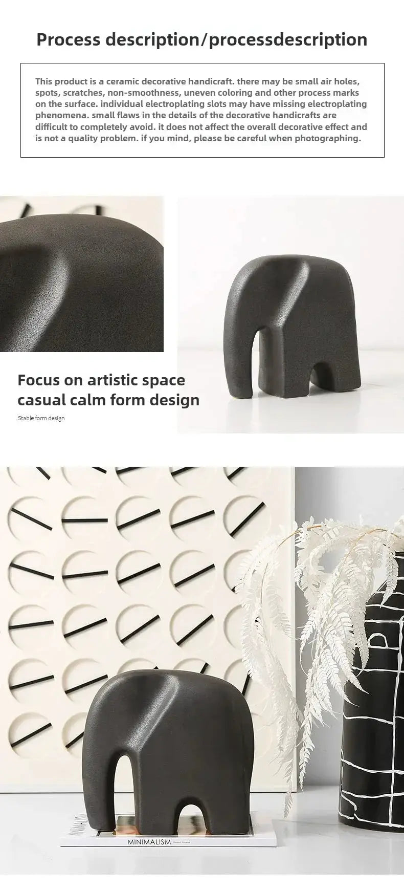 Modern Abstract Elephant Sculpture for Minimalist Home Decor by House Of Avana