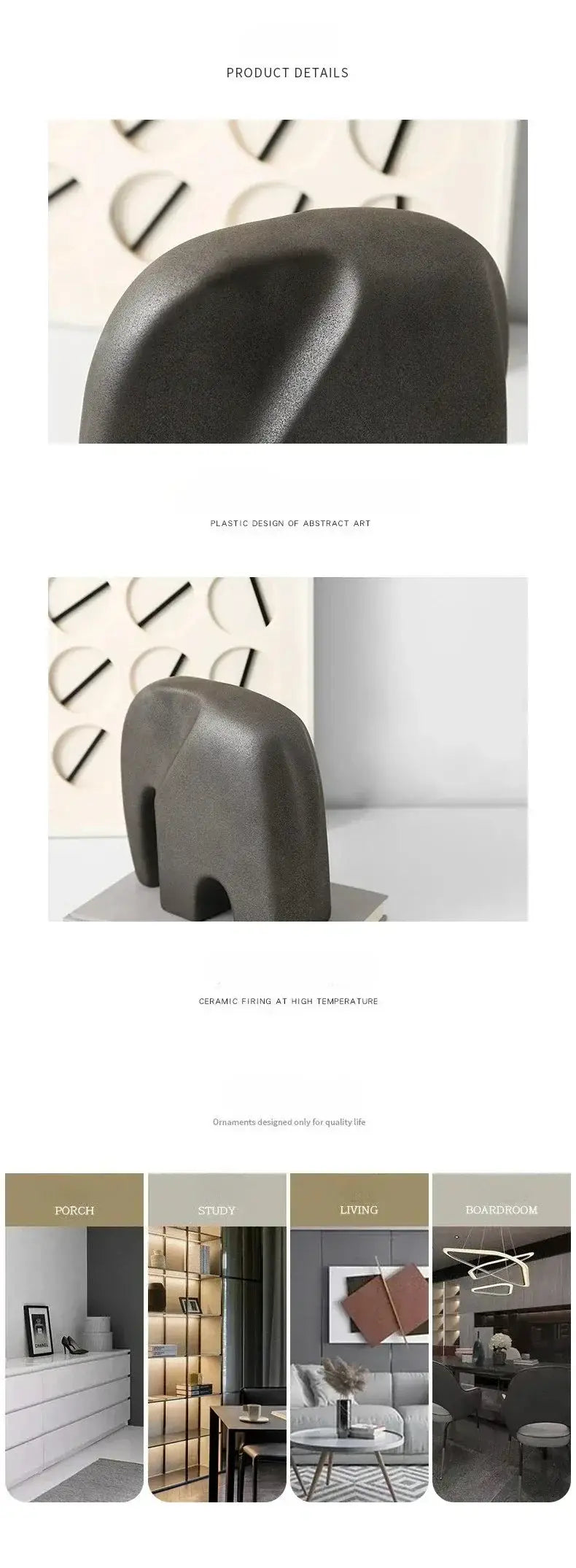 Modern Abstract Elephant Sculpture for Minimalist Home Decor by House Of Avana