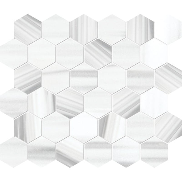 Mink White Honed Hexagon Marble Mosaics 10 3/8x12