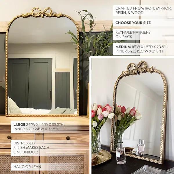 Antique Gold Bow Mirror, Choose Your Size by Decor Steals