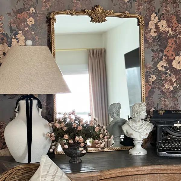 Ornate Golden Floral Rectangular Mirror by Decor Steals