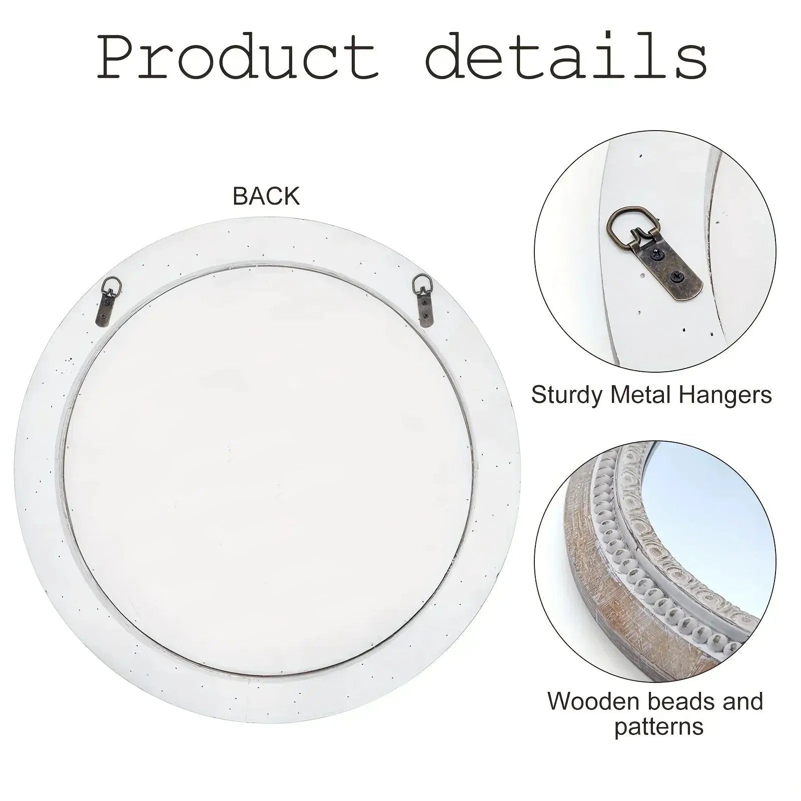Mirror - Distressed Wood White Round by House Of Avana