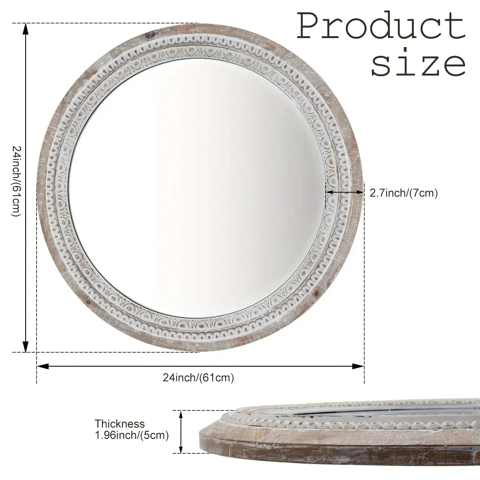 Mirror - Distressed Wood White Round by House Of Avana