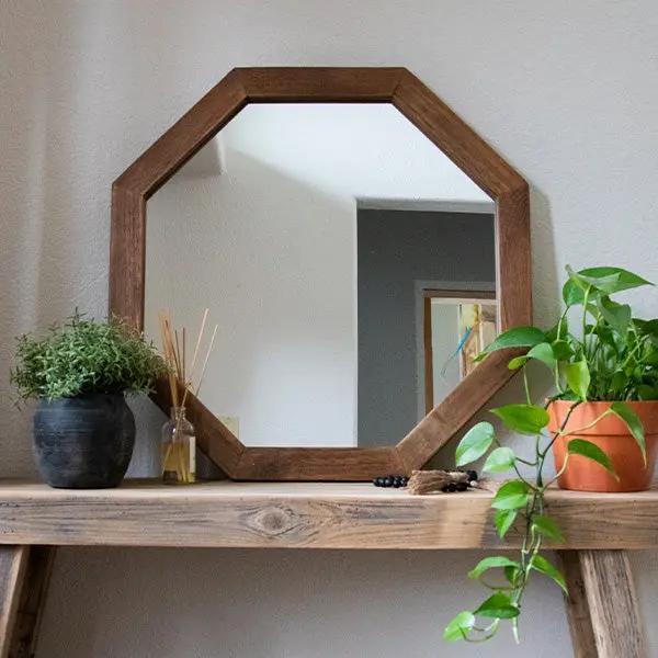 Octagon Wood Frame Mirror by Decor Steals