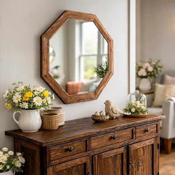 Octagon Wood Frame Mirror by Decor Steals
