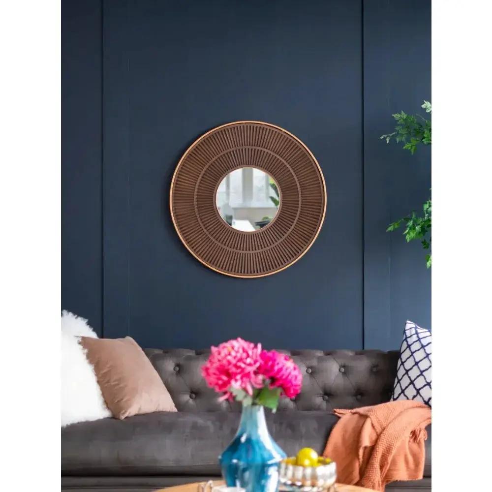 Mirror - Round Wooden by House Of Avana